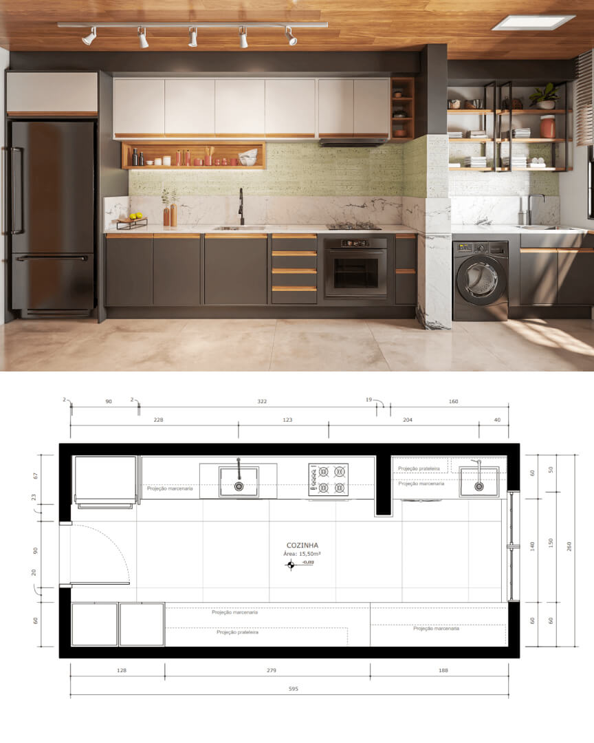 SketchUp X LayOut - Cozinha Verde-16