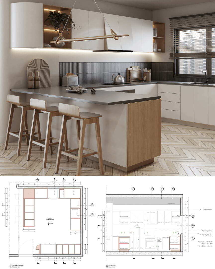 SketchUp X LayOut - Cozinha Verde-8