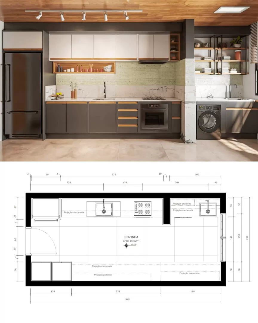 SketchUp X LayOut - Cozinha Verde-16